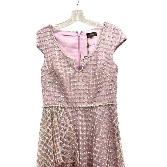 Theia Couture $795 Pink Midi Dress Pearl Crystal Embellished Formal Size 4 NWT - Picture 2 of 7